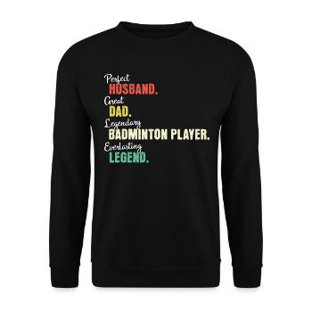 Badminton player dad - Unisex Sweatshirt - black - Front - Alina (178cm) & Michal (187cm)