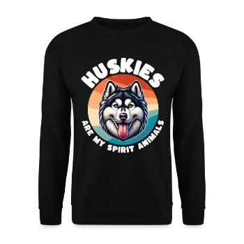 Schlittenhund Sprüche Husky - Unisex Pullover - Schwarz - Vorne - Alina (178cm) & Michal (187cm)