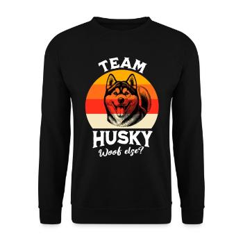 Husky Team Schlittenhund - Unisex Pullover - Schwarz - Vorne - Alina (178cm) & Michal (187cm)