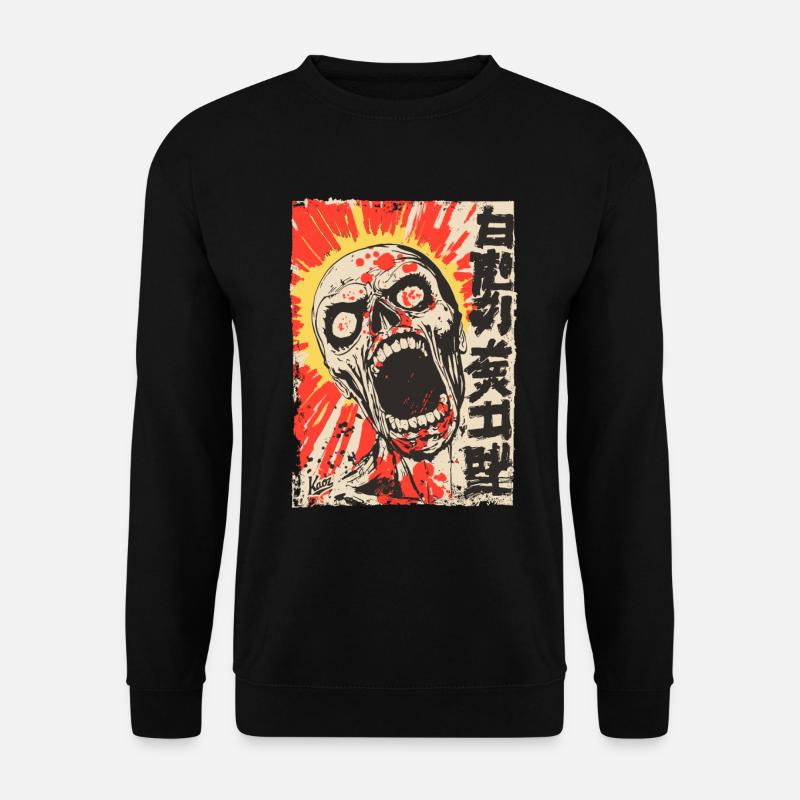 Schreiender japanischer Totenkopf - Unisex Pullover - Schwarz