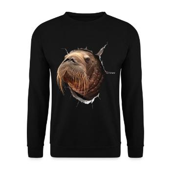 Walross - Unisex Pullover - Schwarz - Vorne - Alina (178cm) & Michal (187cm)