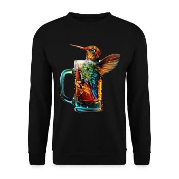 Kolibri Bier - Unisex Pullover - Schwarz - Vorne - Alina (178cm) & Michal (187cm)