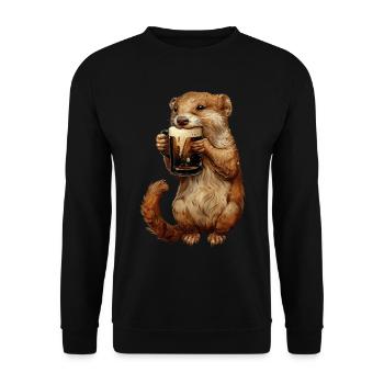 Hermelin Bier - Unisex Pullover - Schwarz - Vorne - Alina (178cm) & Michal (187cm)