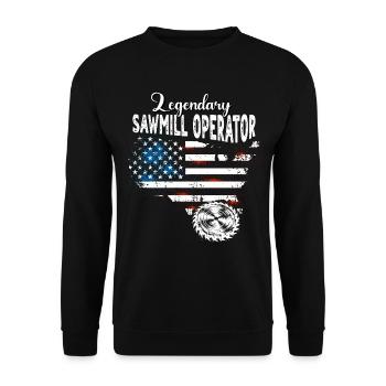 Sägewerksarbeiter US - Unisex Pullover - Schwarz - Vorne - Alina (178cm) & Michal (187cm)