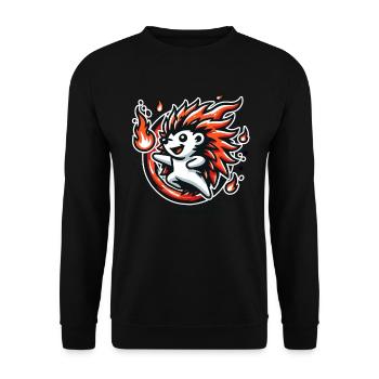 Hérisson chaud joyeux avec du feu - Sweat-shirt Unisexe - noir - Devant - Alina (178cm) & Michal (187cm)