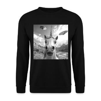 Einhorn - Unisex Pullover - Schwarz - Vorne - Alina (178cm) & Michal (187cm)