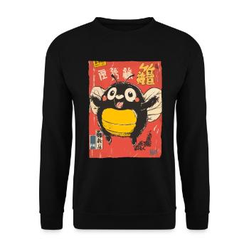 Cheerful Insect, Cuddly Fat Black Bee - Unisex Sweatshirt - black - Front - Alina (178cm) & Michal (187cm)