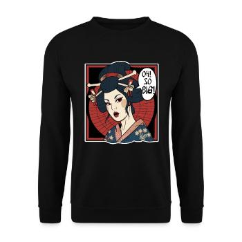 Japanese geisha thinks: "It's so big" - Unisex Sweatshirt - black - Front - Alina (178cm) & Michal (187cm)