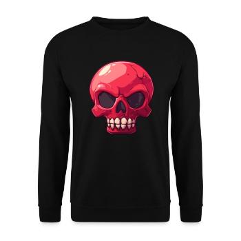 Sarcastic Red Cartoon Skull - Unisex Sweatshirt - black - Front - Alina (178cm) & Michal (187cm)