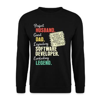 Software Developer Dad - Unisex Sweatshirt - black - Front - Alina (178cm) & Michal (187cm)