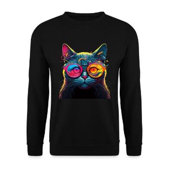 Katze Für Katzenbesitzer, Digitale Kunst Katze - Unisex Pullover - Schwarz - Vorne - Alina (178cm) & Michal (187cm)