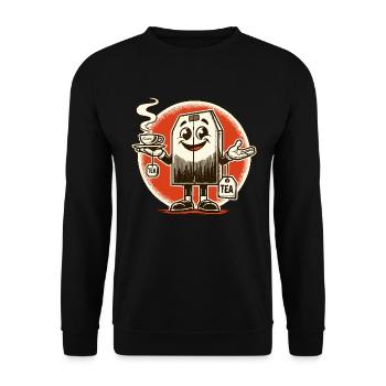 Tea bag with tea cup for tea time - Unisex Sweatshirt - black - Front - Alina (178cm) & Michal (187cm)