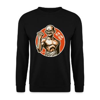 Motivation Freedom Fighter Monk, We Can Do It - Unisex Sweatshirt - black - Front - Alina (178cm) & Michal (187cm)