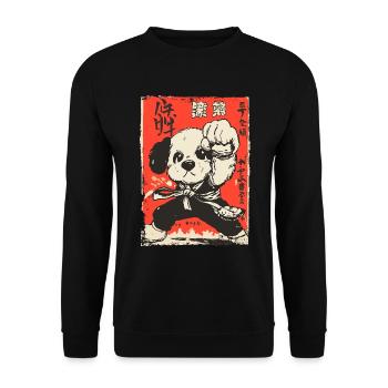 Asiatischer Kampfsport Dojo-Hund - Unisex Pullover - Schwarz - Vorne - Alina (178cm) & Michal (187cm)
