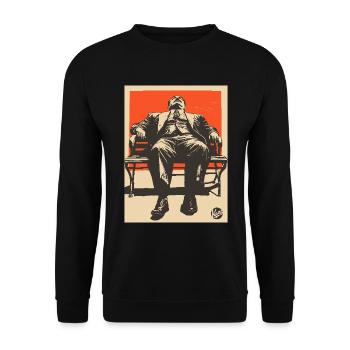 Propaganda Boreout Man on Bench - Unisex Sweatshirt - black - Front - Alina (178cm) & Michal (187cm)