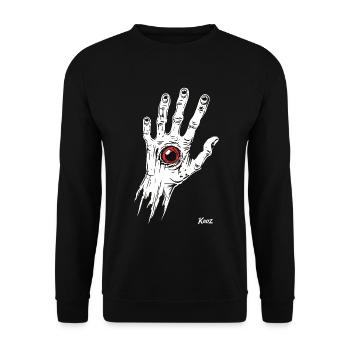 White zombie hand with eye - Unisex Sweatshirt - black - Front - Alina (178cm) & Michal (187cm)