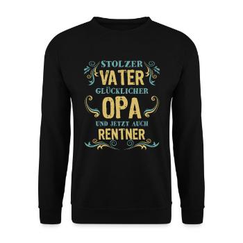 Stolzer Vater Opa Rentner - Unisex Pullover - Schwarz - Vorne - Alina (178cm) & Michal (187cm)