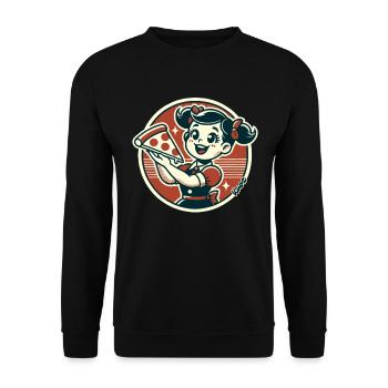 Little girl with pizza - Unisex Sweatshirt - black - Front - Alina (178cm) & Michal (187cm)