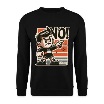 Naughty retro boy and rascal says no - Unisex Sweatshirt - black - Front - Alina (178cm) & Michal (187cm)