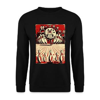 Bowling Showdown: Bowling Ball vs. Skittles - Unisex Sweatshirt - black - Front - Alina (178cm) & Michal (187cm)