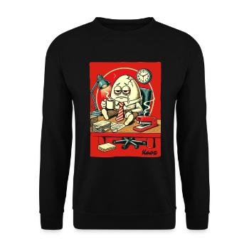 Tired office egg with coffee - Unisex Sweatshirt - black - Front - Alina (178cm) & Michal (187cm)
