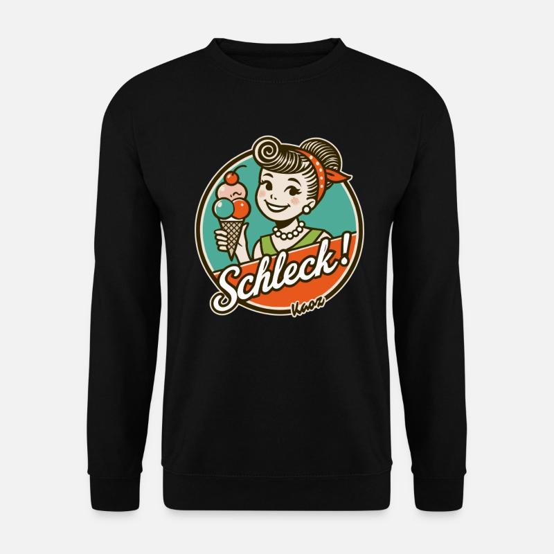 Schleck! Retro-Frau mit Eiscreme - Unisex Pullover - Schwarz