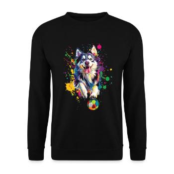 Alaskan Malamute - Unisex Pullover - Schwarz - Vorne - Alina (178cm) & Michal (187cm)
