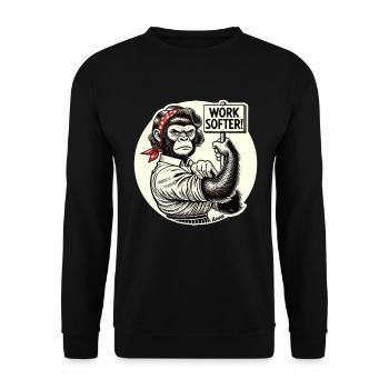 Strong gorilla woman: Work softer - Unisex Sweatshirt - black - Front - Alina (178cm) & Michal (187cm)