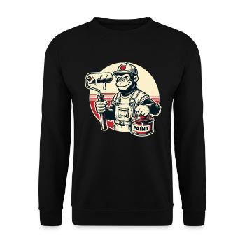 Peintre gorille avec seau de peinture et rouleau à peinture - Sweat-shirt Unisexe - noir - Devant - Alina (178cm) & Michal (187cm)