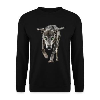 Windhund - Unisex Pullover - Schwarz - Vorne - Alina (178cm) & Michal (187cm)