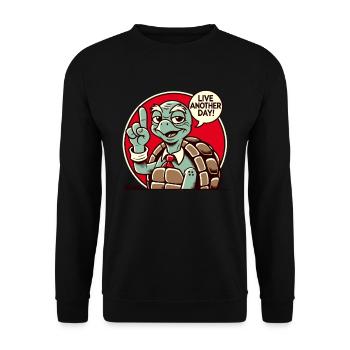Live another day, old grandpa turtle - Unisex Sweatshirt - black - Front - Alina (178cm) & Michal (187cm)