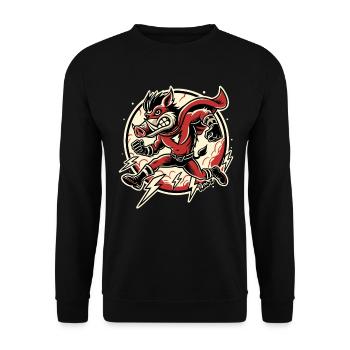 Super Wild Boar – Lightning fast and unstoppable! - Unisex Sweatshirt - black - Front - Alina (178cm) & Michal (187cm)