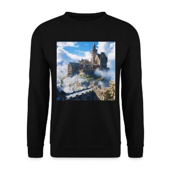 Mittelalterliche Burg - Unisex Pullover - Schwarz - Vorne - Alina (178cm) & Michal (187cm)