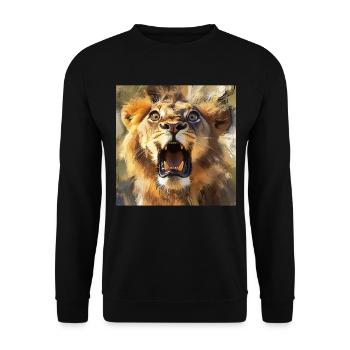Löwe - Unisex Pullover - Schwarz - Vorne - Alina (178cm) & Michal (187cm)