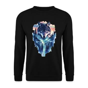 Wolf - Unisex Pullover - Schwarz - Vorne - Alina (178cm) & Michal (187cm)