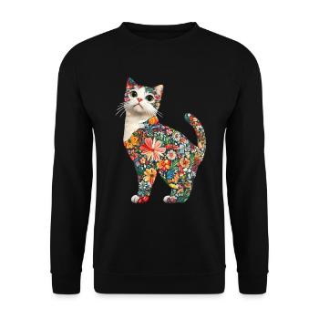 Schottische Faltohrkatze - Unisex Pullover - Schwarz - Vorne - Alina (178cm) & Michal (187cm)