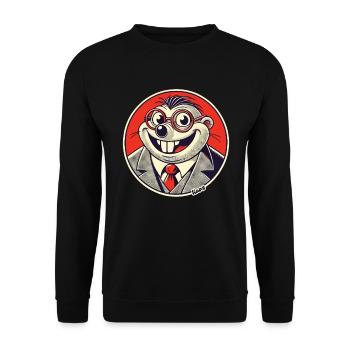 Lustiger Maulwurf im Anzug & Brille - Unisex Pullover - Schwarz - Vorne - Alina (178cm) & Michal (187cm)