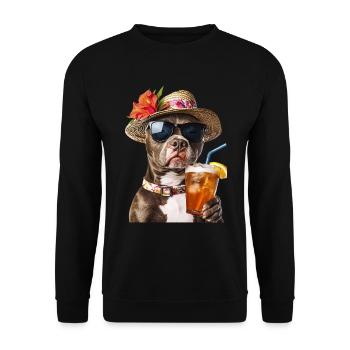 Amerikanischer Pitbull Terrier - Unisex Pullover - Schwarz - Vorne - Alina (178cm) & Michal (187cm)
