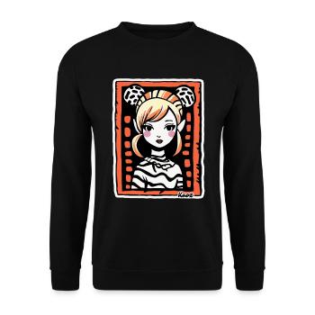 Stylized Cartoon Portrait – Artful Woman - Unisex Sweatshirt - black - Front - Alina (178cm) & Michal (187cm)