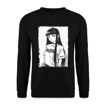 Cartoon Girl japonais et politique - Sweat-shirt Unisexe - noir - Devant - Alina (178cm) & Michal (187cm)