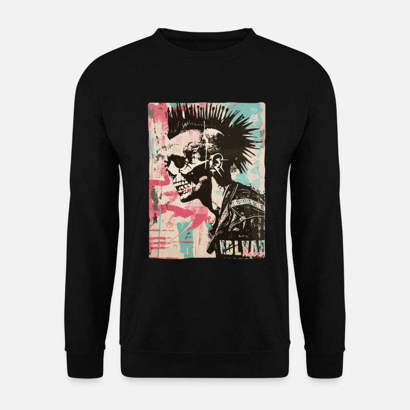 Punk Rock Totenkopf Design - Unisex Pullover - Schwarz