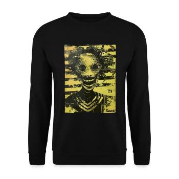 Albtraumhaftes Horror-Motiv - Unisex Pullover - Schwarz - Vorne - Alina (178cm) & Michal (187cm)