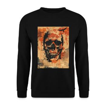 Creepy skull with ravens - Unisex Sweatshirt - black - Front - Alina (178cm) & Michal (187cm)