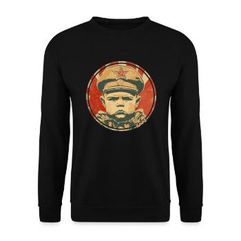Strict Child in Vintage Military Style - Unisex Sweatshirt - black - Front - Alina (178cm) & Michal (187cm)