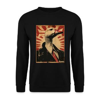 Majestätische Gans im Anzug - Unisex Pullover - Schwarz - Vorne - Alina (178cm) & Michal (187cm)