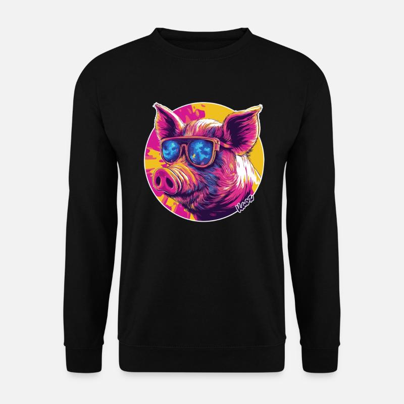 Cooles Schwein mit Sonnenbrille - Unisex Pullover - Schwarz