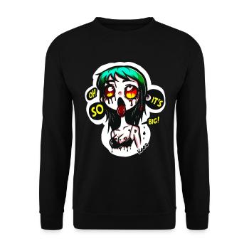 Oh, It's So Big: Shocked Horror Zombie - Unisex Sweatshirt - black - Front - Alina (178cm) & Michal (187cm)