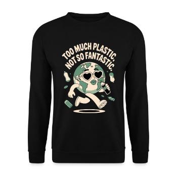 Zu viel Plastik in der Umwelt - Unisex Pullover - Schwarz - Vorne - Alina (178cm) & Michal (187cm)