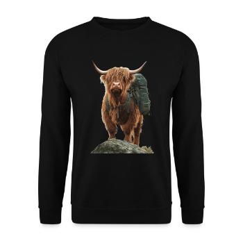Hochlandrind - Unisex Pullover - Schwarz - Vorne - Alina (178cm) & Michal (187cm)
