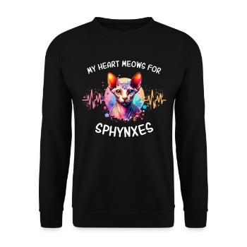 Sphynxkatze Herzlinie Nacktkatze - Unisex Pullover - Schwarz - Vorne - Alina (178cm) & Michal (187cm)